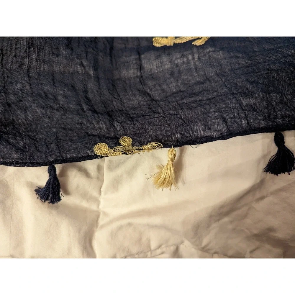 Emporio Enzo nautical oblong scarf knit anchor ships wheel womens neck scarf NWT